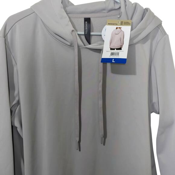 Mondetta Women's Size Lg Performance Hoodie Fleece Side Pockets New - Gull Gray - Picture 3 of 6
